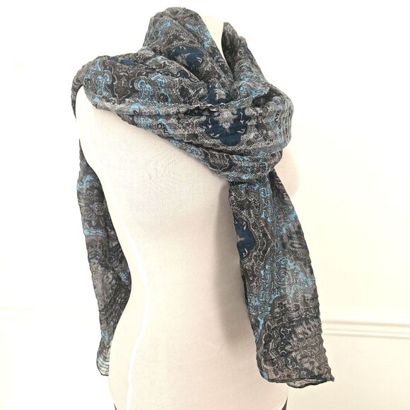 VAN HEUSEN Blue Gray Multicolored Classic Paisley Scarf Large 38" x 77" - Picture 4 of 11